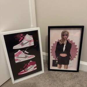 Air Jordan and Barbie Framed Artwork Set